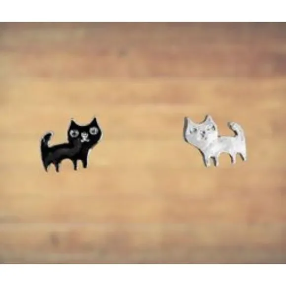 Indio Jewelry Tiny Minimalist Silver Cat Stud Earrings #119 - Picture 3 of 6